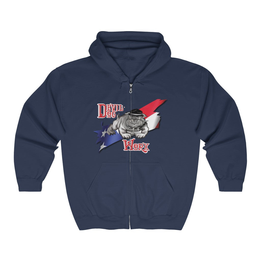 Devil Dog Worx Logo Unisex Heavy Blend™ Full Zip Hooded Sweatshirt